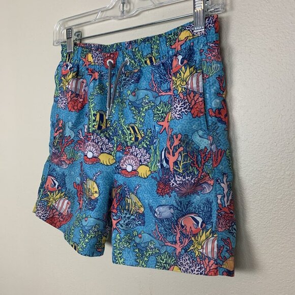 Boardies Boys 9 10 Swim Trunks Blue Fish Underwater Board Shorts Lined Colorful - Picture 4 of 16